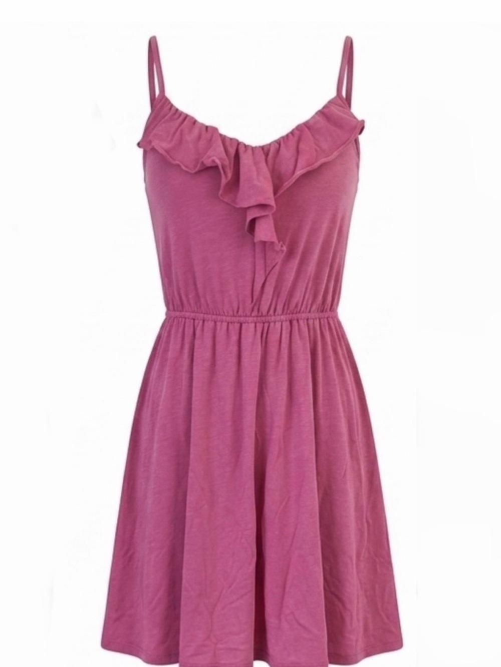 LOFT Pink Ruffled Spaghetti Strap Dress